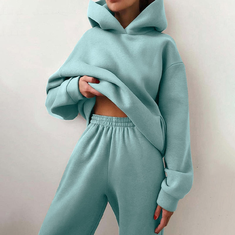 Γυναικείο Σετ Loungewear Φούτερ και Παντελόνι Φόρμας - Ελαστική Μέση