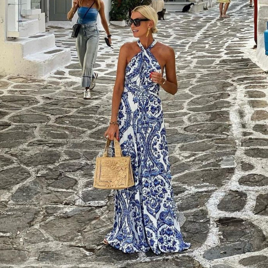 Γυναικείο Αμάνικο Maxi Φόρεμα Halter