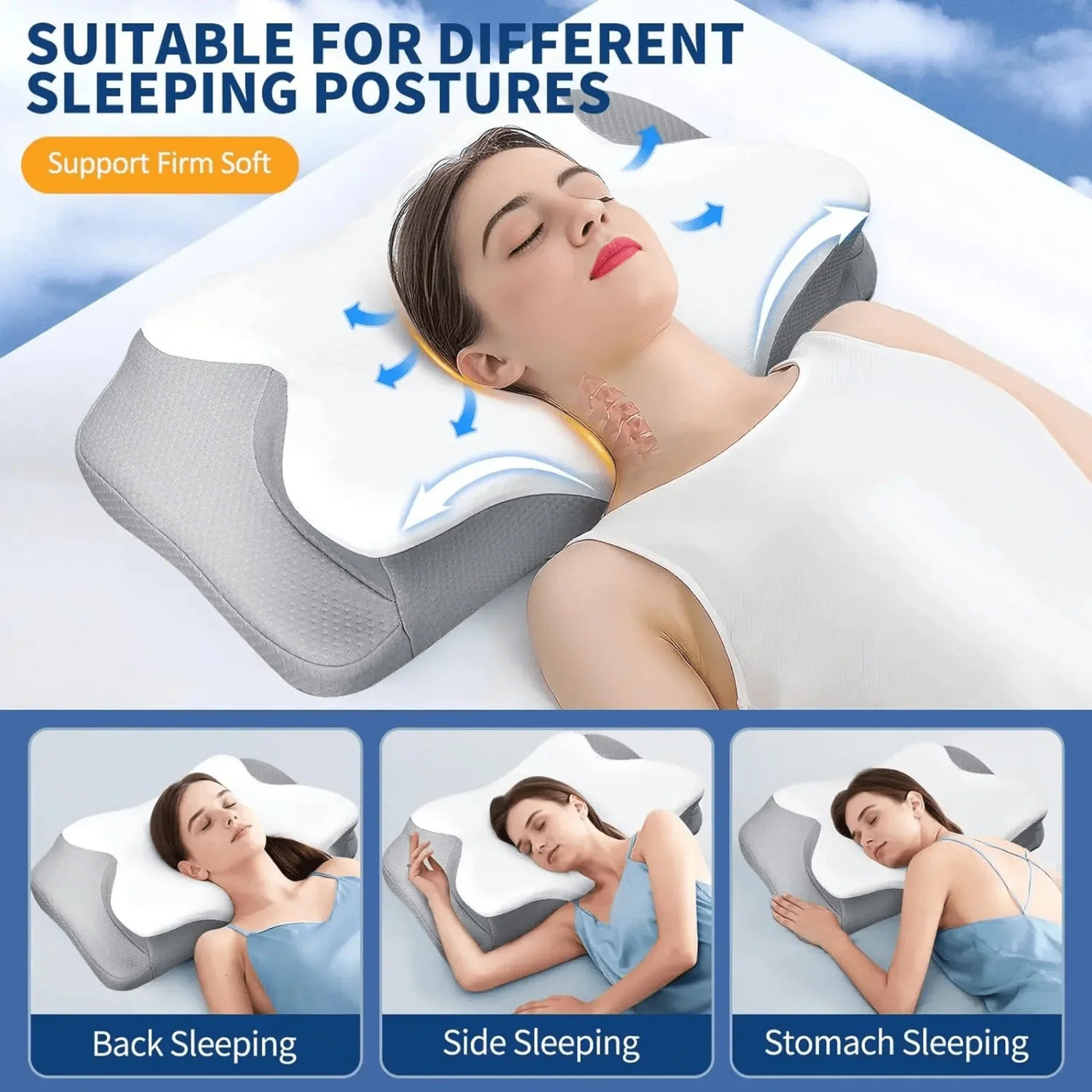 Ορθοπεδικό Μαξιλάρι Memory Foam Πεταλούδα - Ανατομικό Μαξιλάρι για Ανακούφιση από τον Πόνο