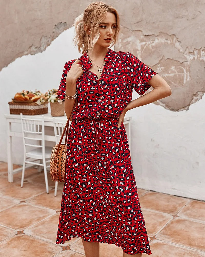 Γυναικείο Midi Φόρεμα με Πουά Μοτίβο