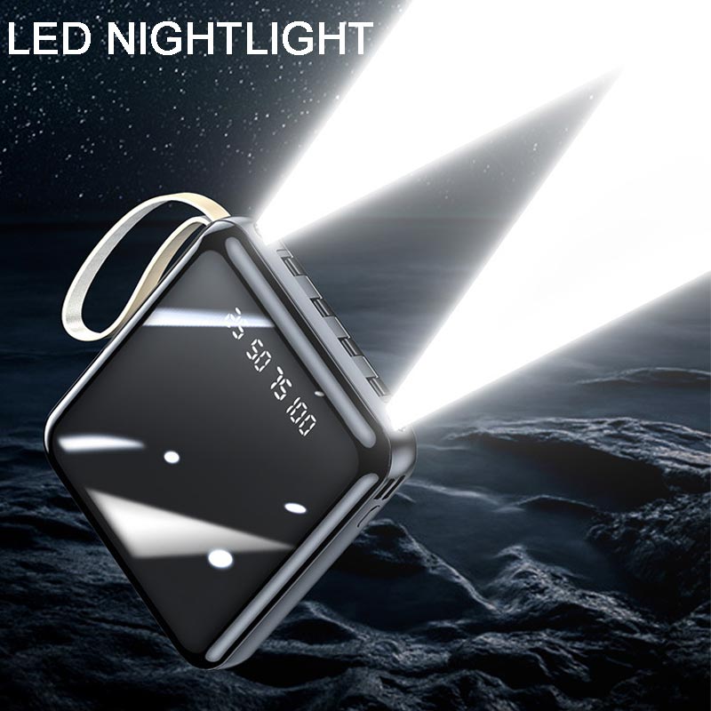Mini Powerbank Γρήγορης Φόρτισης 20000mAh με Ενσωματωμένα Καλώδια