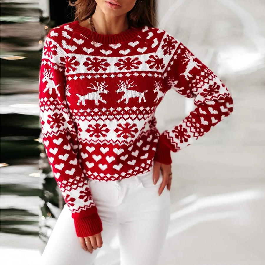 Γυναικείο Χριστουγεννιάτικο ΠουλOβέρ σε Στενή Γραμμή