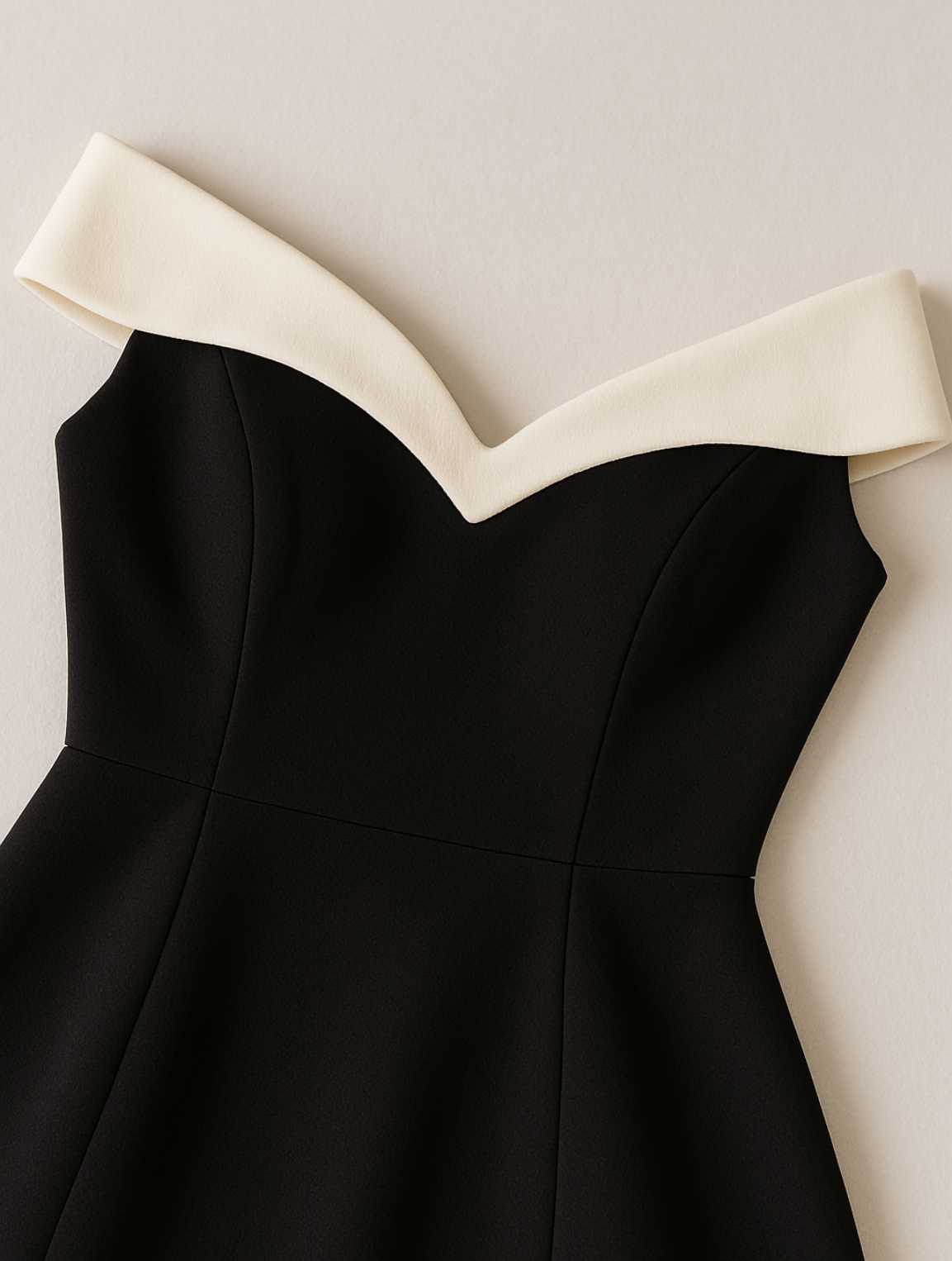 Διαχρονικό Μίνι Φόρεμα Off-Shoulder με Αντίθεση