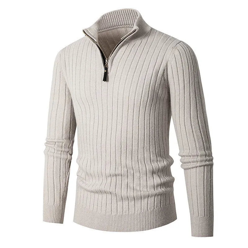 Ανδρικό Πλεκτό ΠουλOver Slim-Fit με Μισό Φερμουάρ