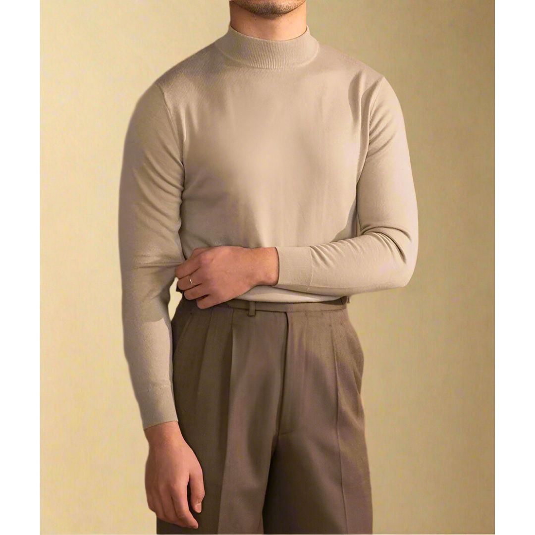 Ανδρικό Πλεκτό ΠουλOver Slim Fit με Ημίψηλο Γιακά