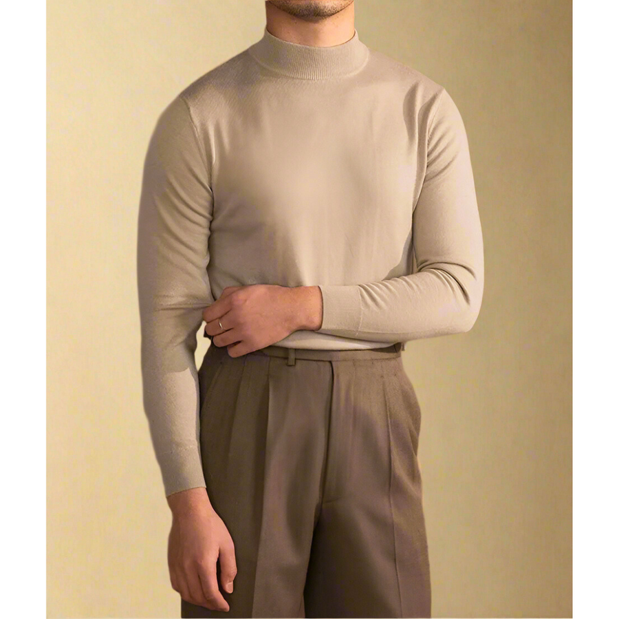 Ανδρικό Πλεκτό ΠουλOver Slim Fit με Ημίψηλο Γιακά