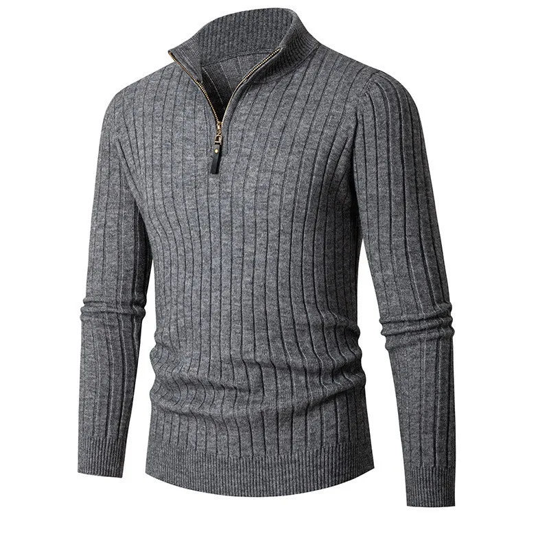 Ανδρικό Πλεκτό ΠουλOver Slim-Fit με Μισό Φερμουάρ