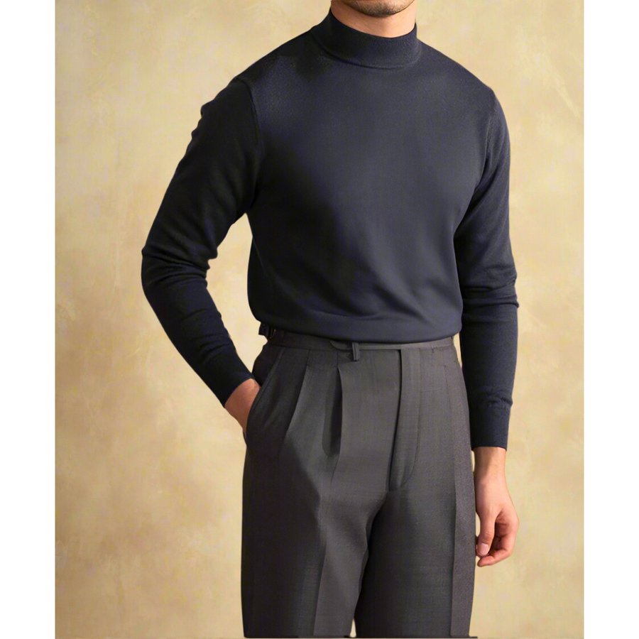 Ανδρικό Πλεκτό ΠουλOver Slim Fit με Ημίψηλο Γιακά