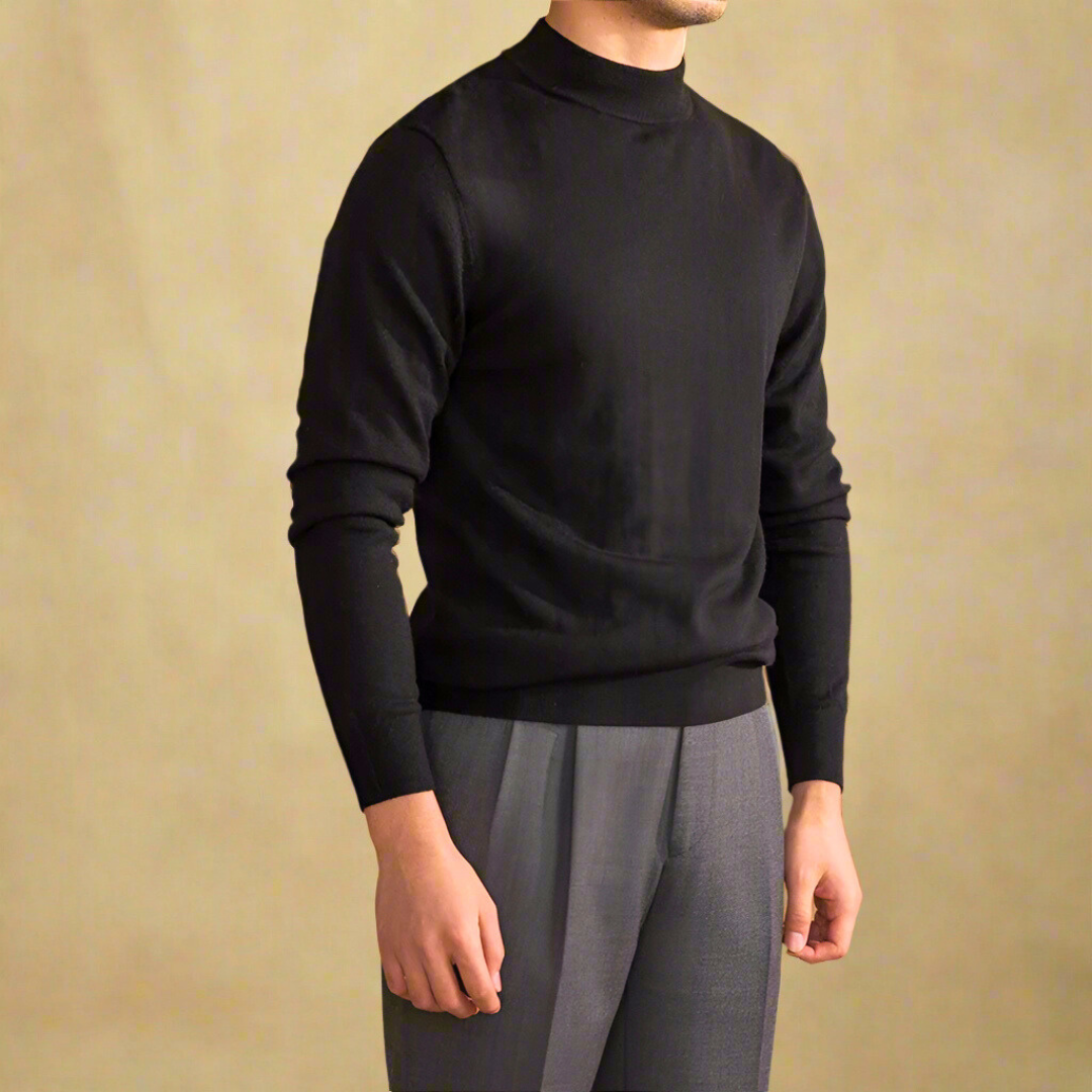 Ανδρικό Πλεκτό ΠουλOver Slim Fit με Ημίψηλο Γιακά
