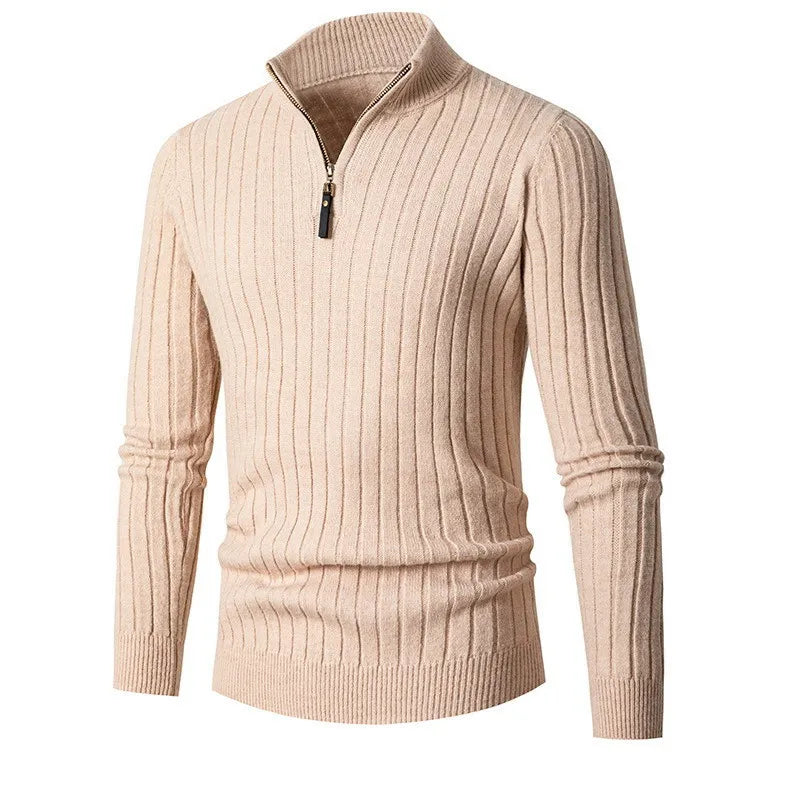 Ανδρικό Πλεκτό ΠουλOver Slim-Fit με Μισό Φερμουάρ