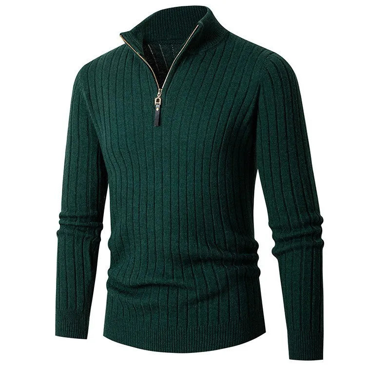 Ανδρικό Πλεκτό ΠουλOver Slim-Fit με Μισό Φερμουάρ