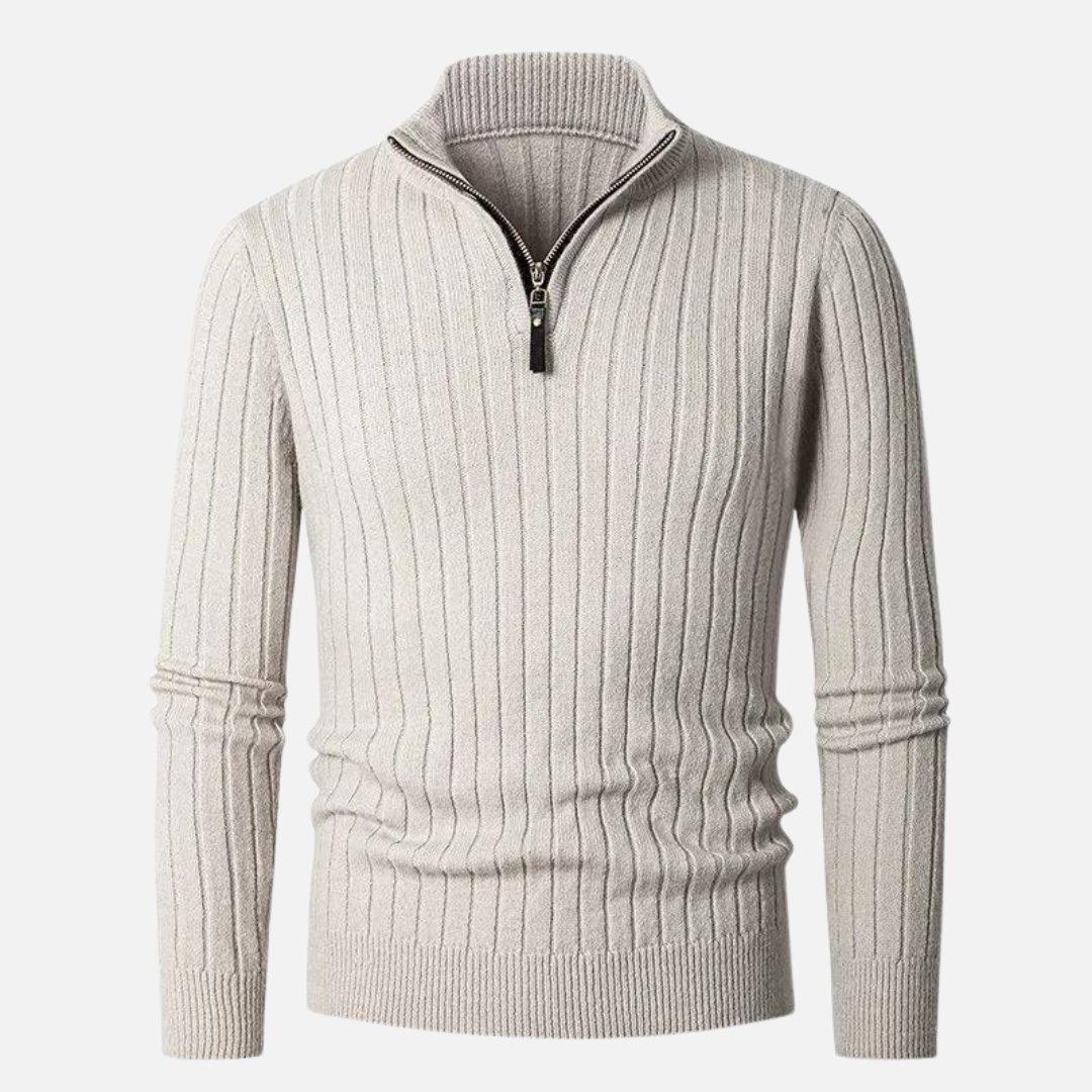 Ανδρικό Πλεκτό ΠουλOver Slim-Fit με Μισό Φερμουάρ