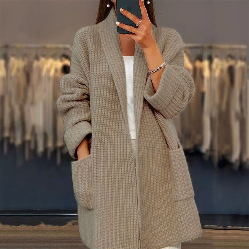 Γυναικεία Πλεκτή Ζακέτα Oversized Χωρίς Κούμπωμα