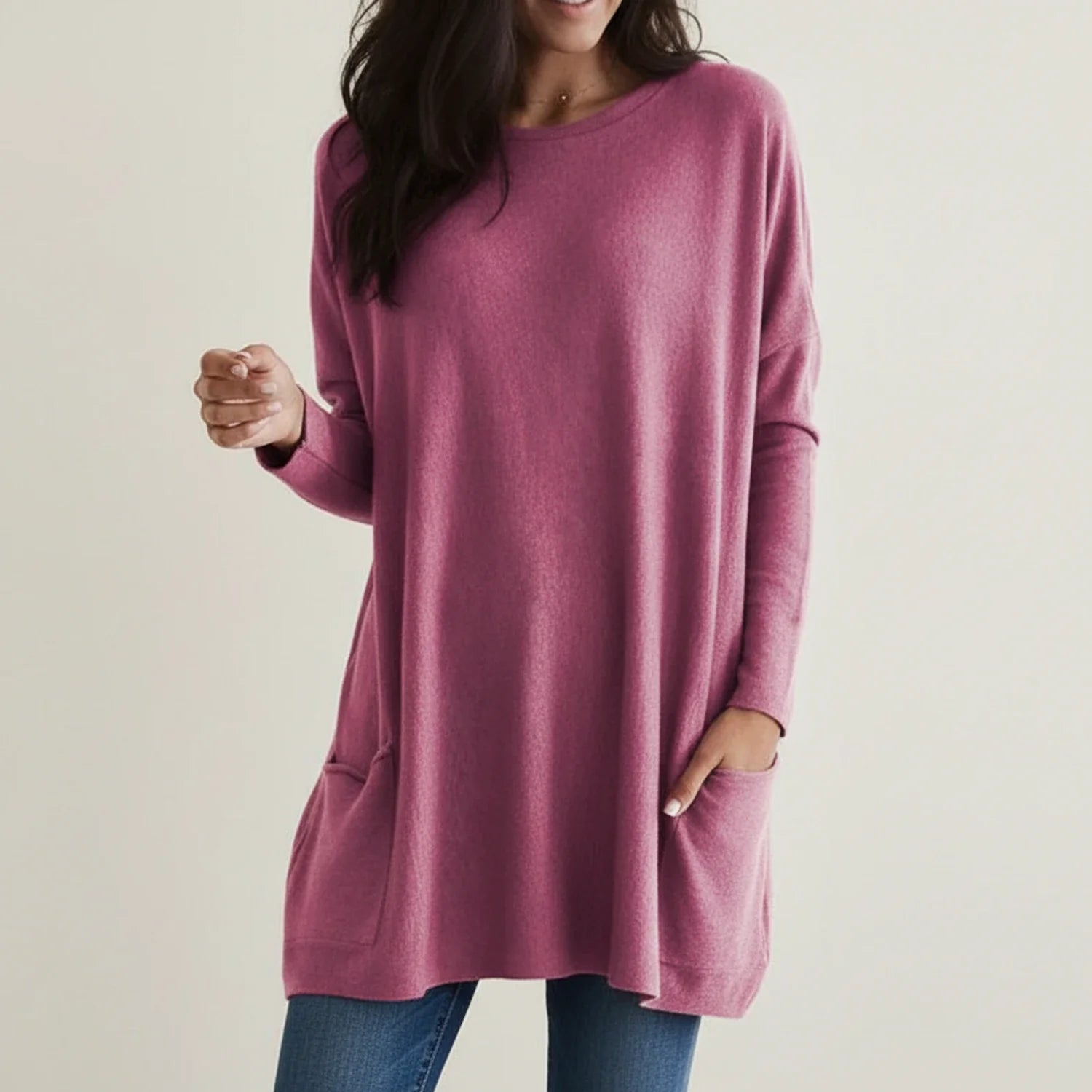 Γυναικείο Oversized Πλεκτό Φόρεμα με Τσέπες
