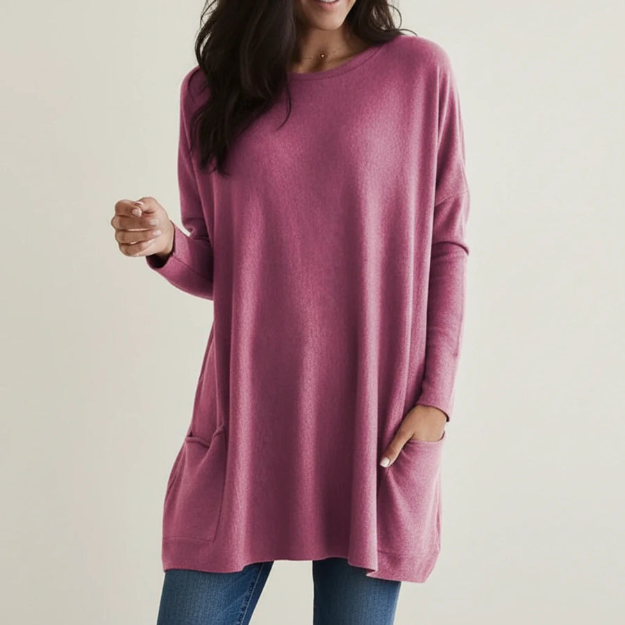 Γυναικείο Oversized Πλεκτό Φόρεμα με Τσέπες