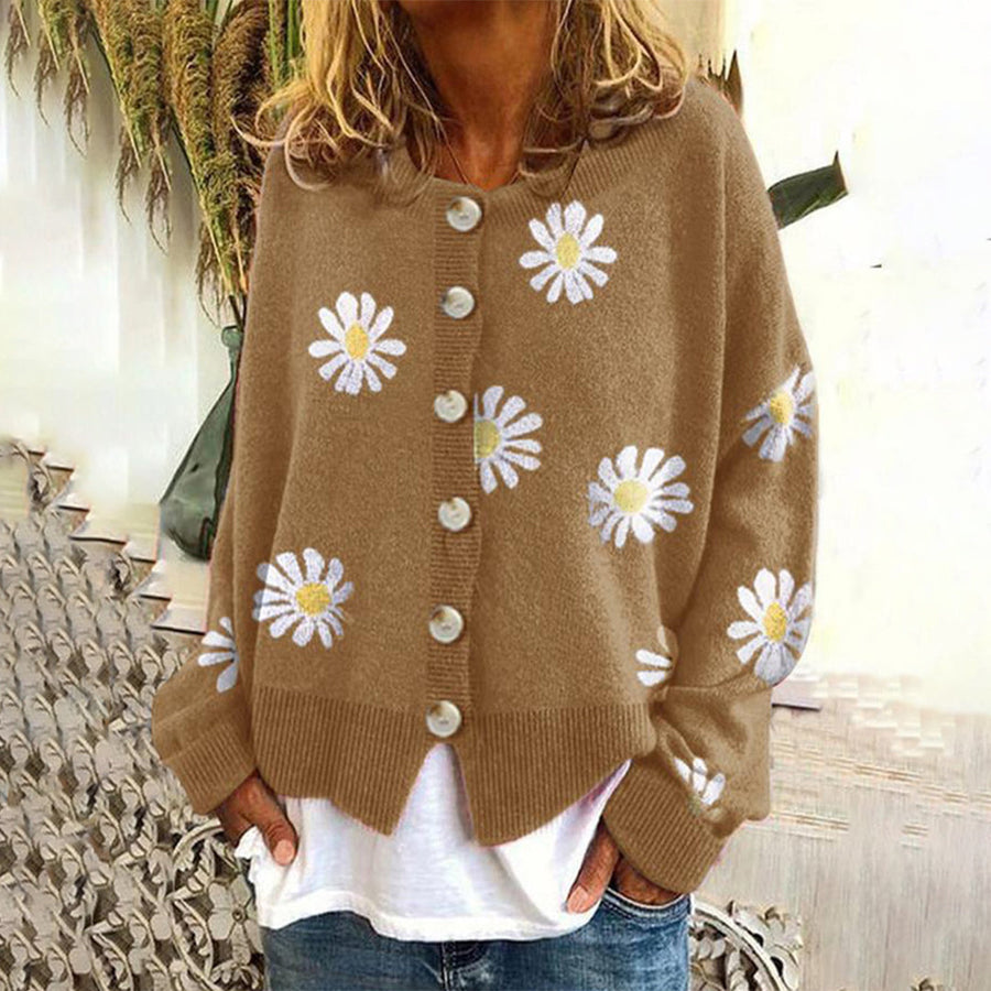 Γυναικεία Oversized Ζακέτα Πλεκτή με Κουμπιά Μπροστά