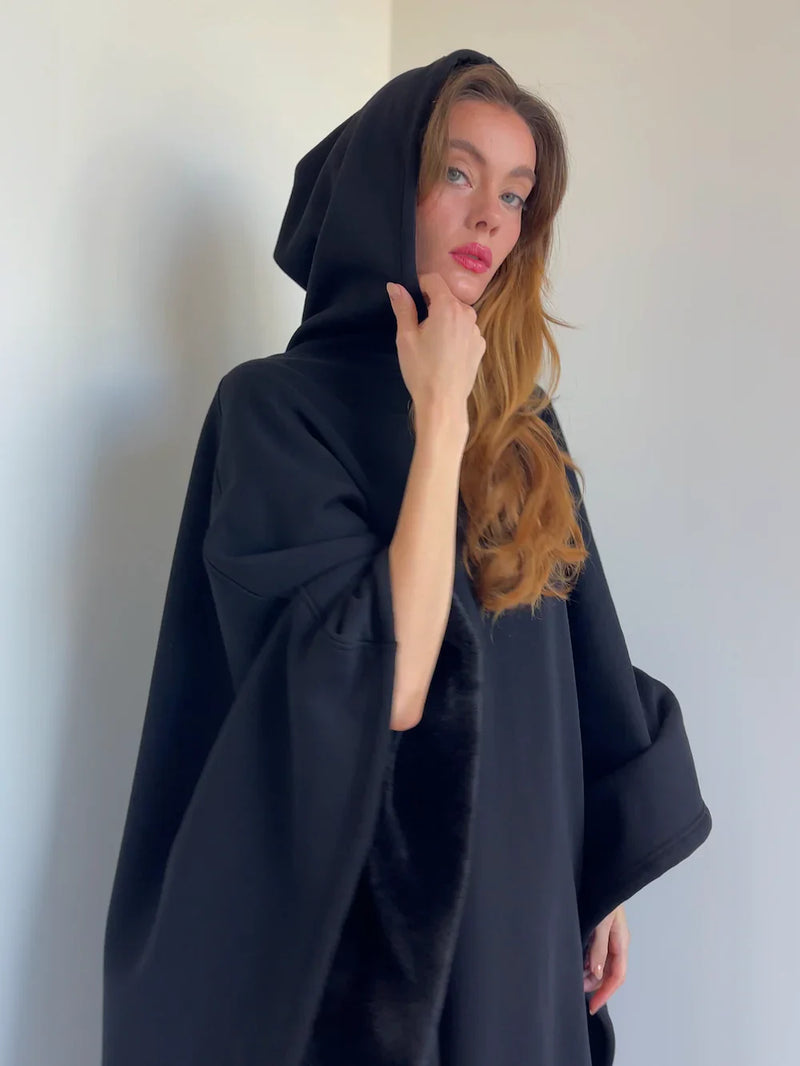 Oversized Κουβέρτα Φούτερ με Κουκούλα και Μαλακή Επένδυση