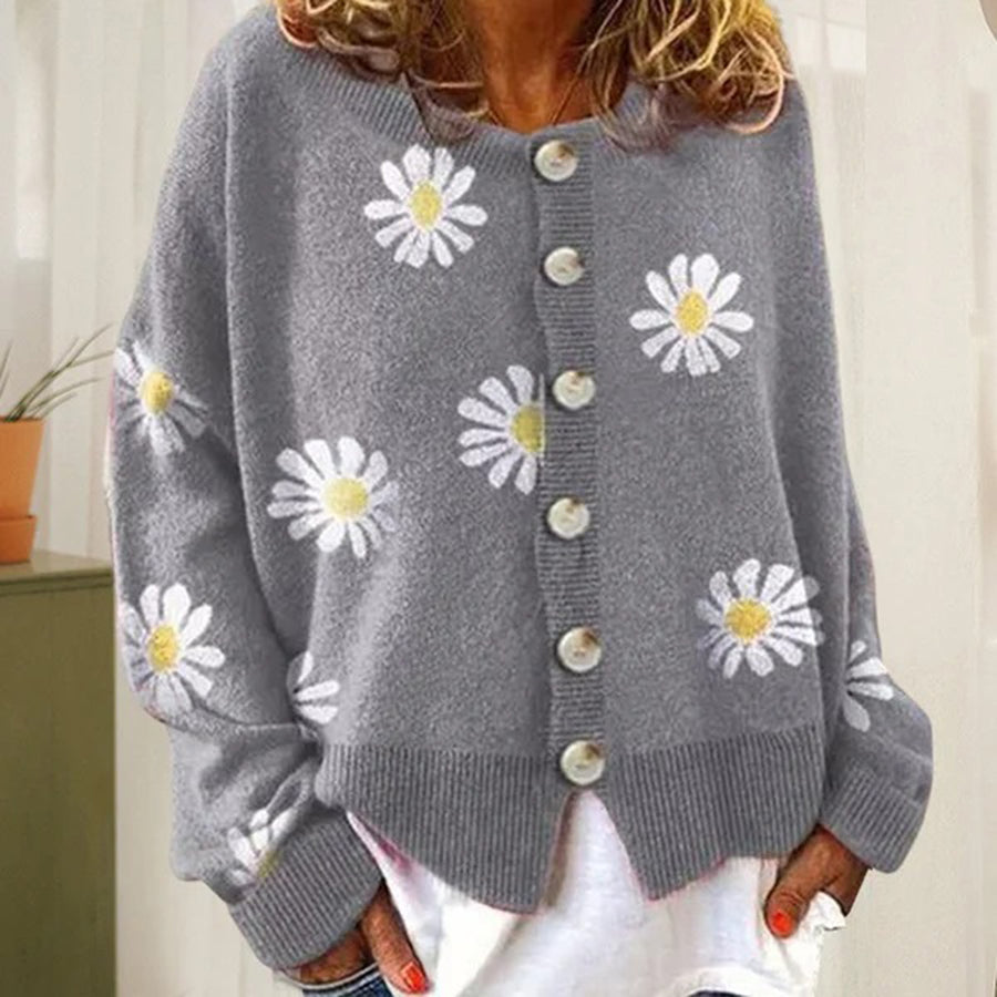 Γυναικεία Oversized Ζακέτα Πλεκτή με Κουμπιά Μπροστά