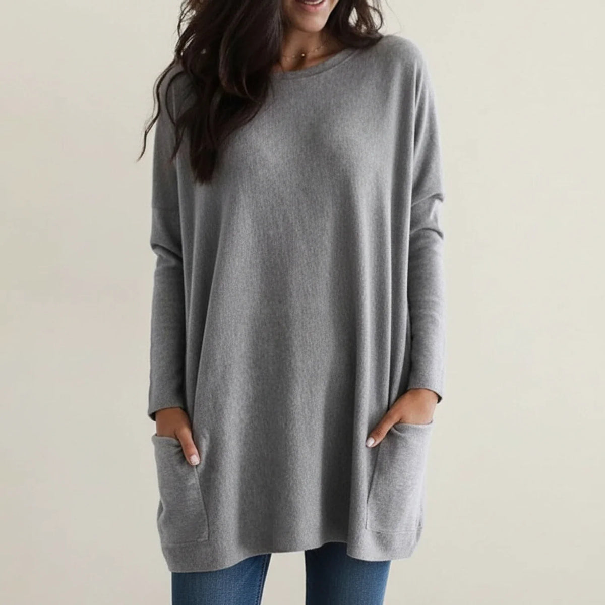 Γυναικείο Oversized Πλεκτό Φόρεμα με Τσέπες