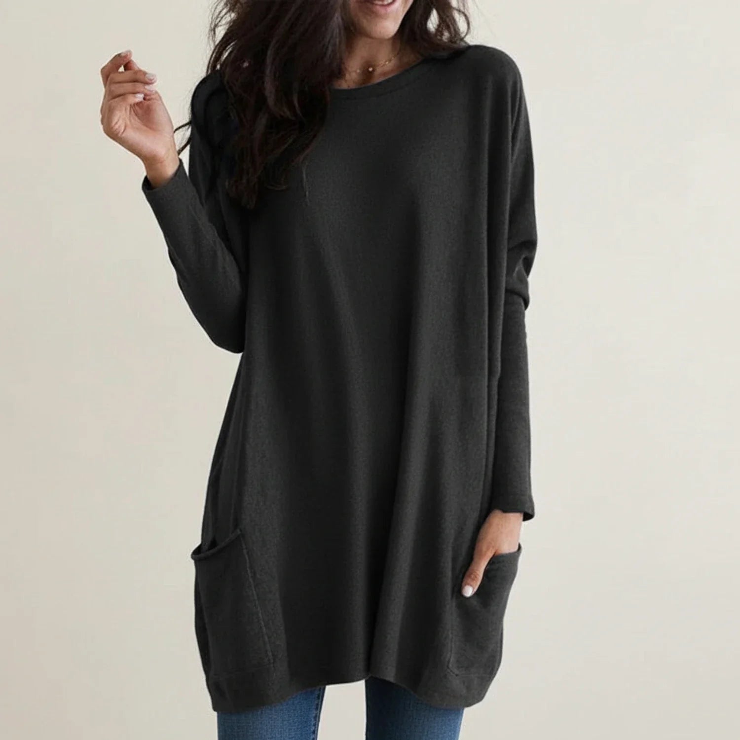 Γυναικείο Oversized Πλεκτό Φόρεμα με Τσέπες