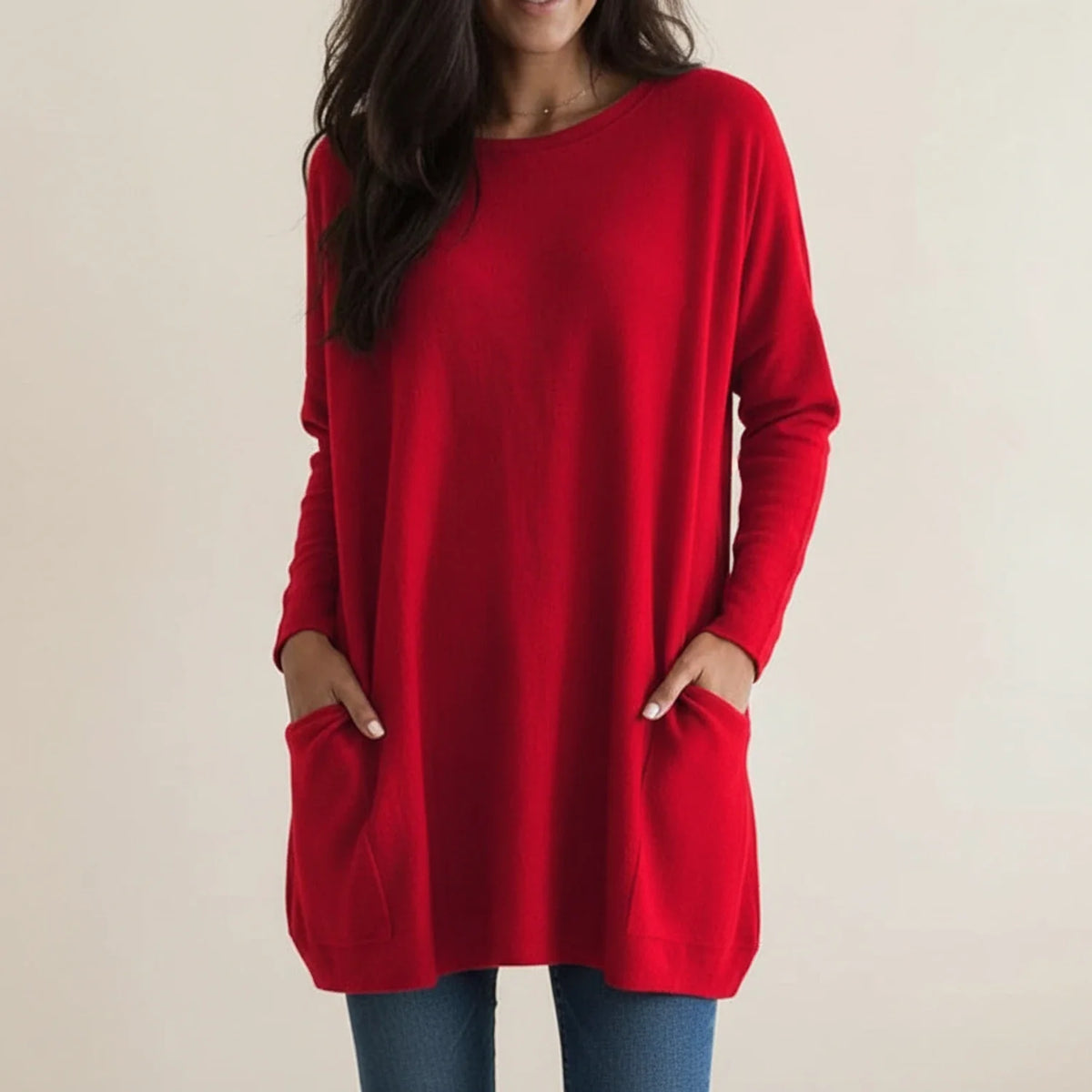 Γυναικείο Oversized Πλεκτό Φόρεμα με Τσέπες