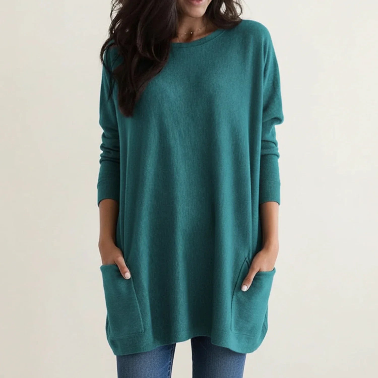 Γυναικείο Oversized Πλεκτό Φόρεμα με Τσέπες
