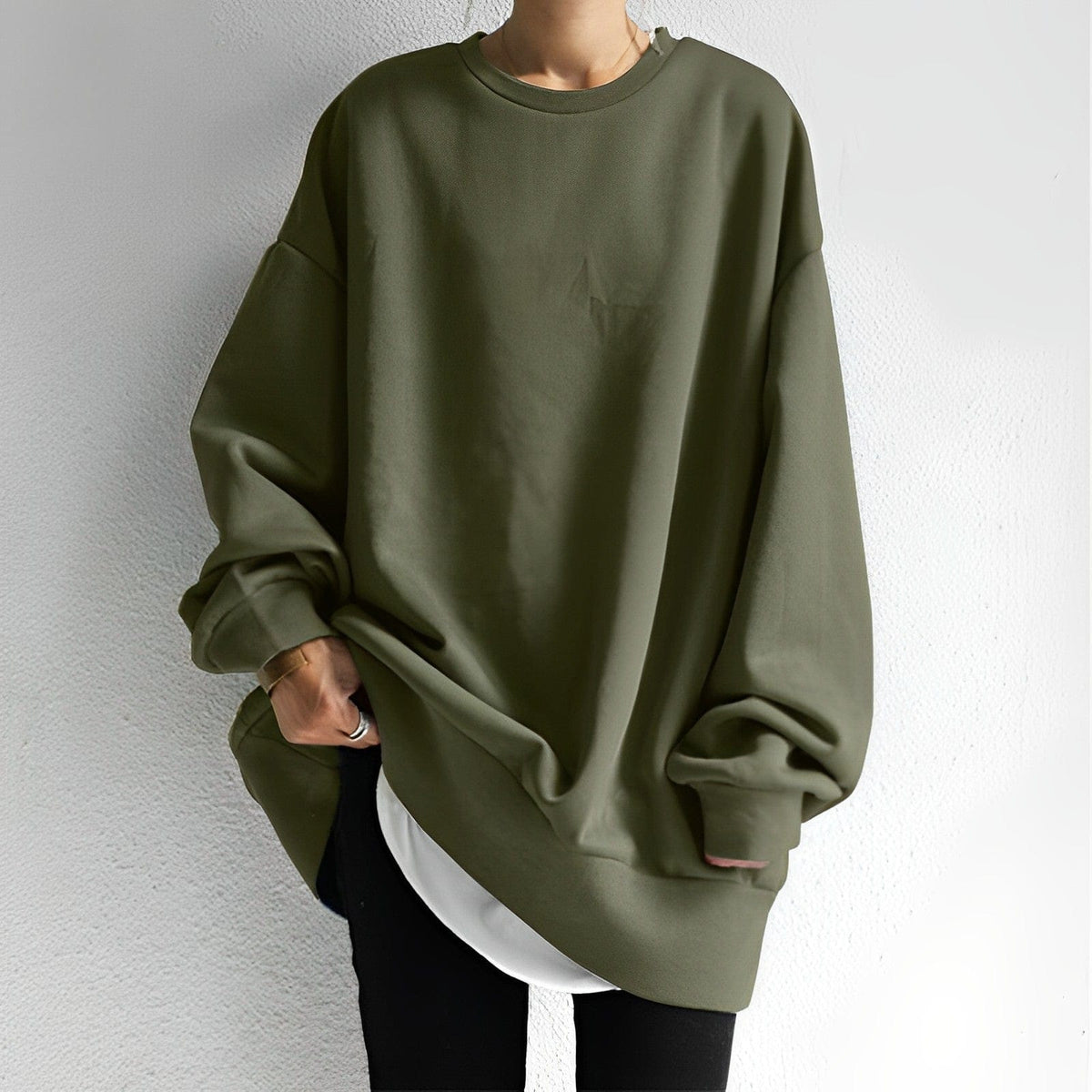 Γυναικείο Oversized Φούτερ με Στρόγγυλη Λαιμόκοψη