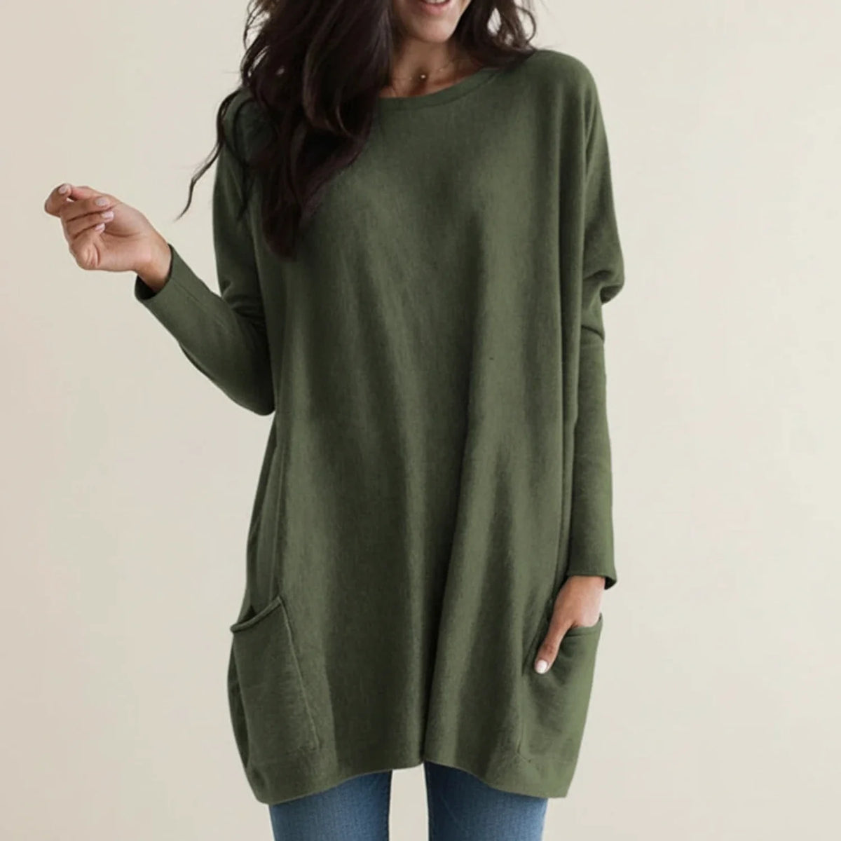 Γυναικείο Oversized Πλεκτό Φόρεμα με Τσέπες