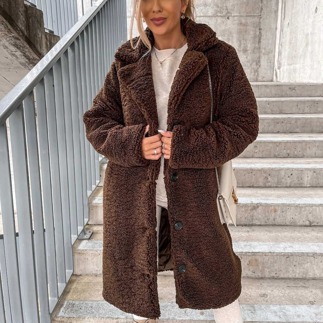 Γυναικείο Μακρύ Oversized Παλτό Teddy