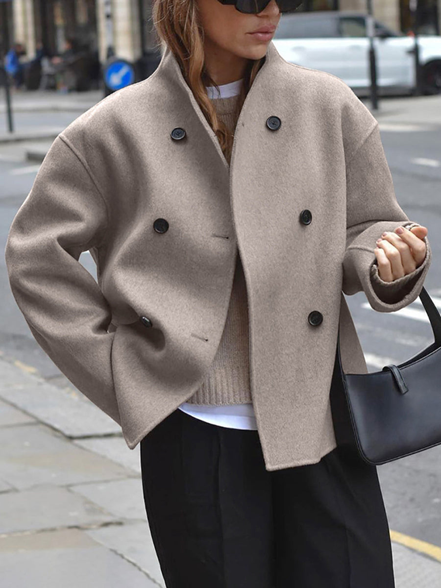 Γυναικείο Ημίπαλτο Pea Coat με Διπλή Σειρά Κουμπιών