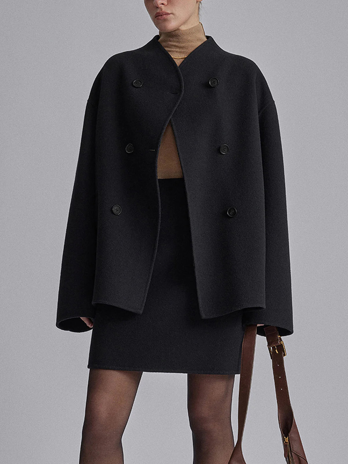 Γυναικείο Ημίπαλτο Pea Coat με Διπλή Σειρά Κουμπιών