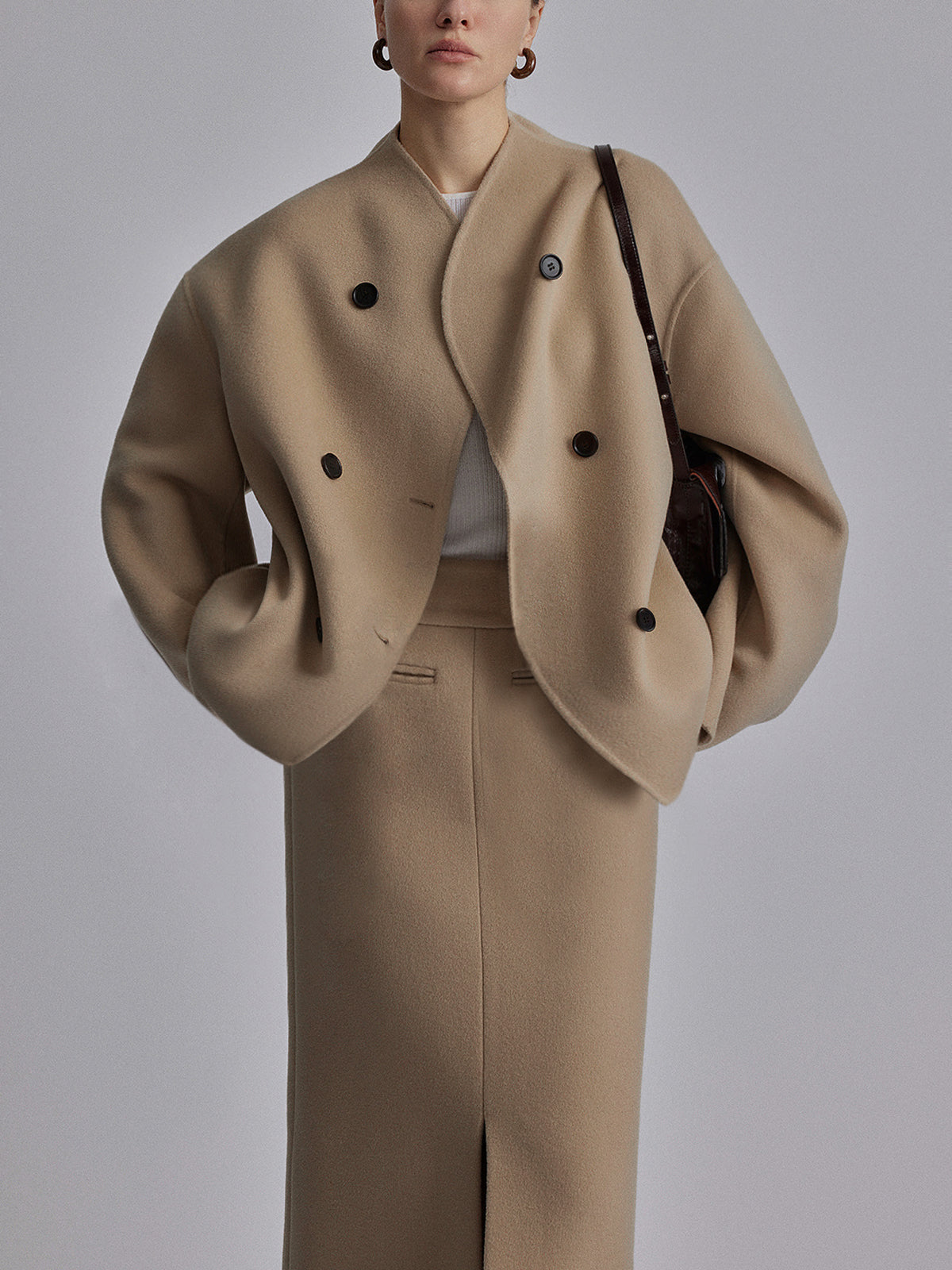 Γυναικείο Ημίπαλτο Pea Coat με Διπλή Σειρά Κουμπιών