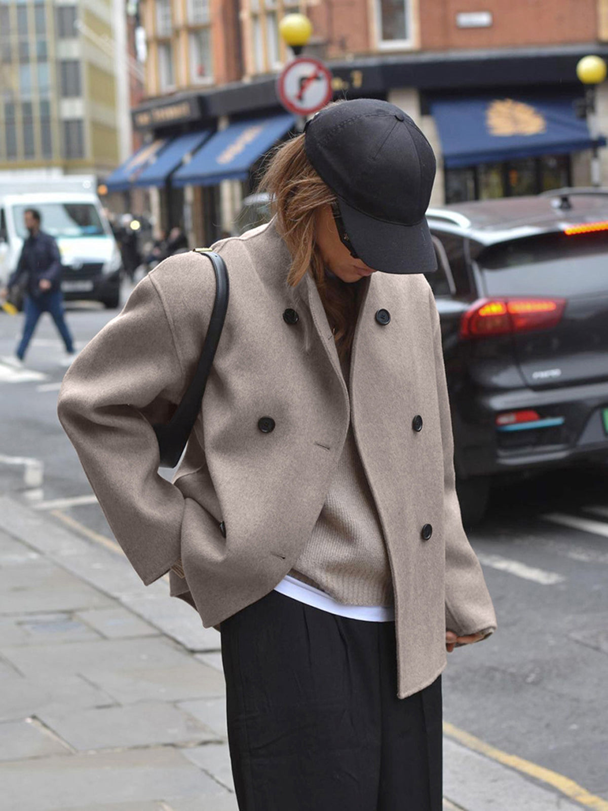 Γυναικείο Ημίπαλτο Pea Coat με Διπλή Σειρά Κουμπιών
