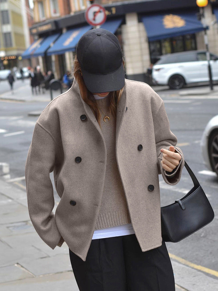 Γυναικείο Ημίπαλτο Pea Coat με Διπλή Σειρά Κουμπιών