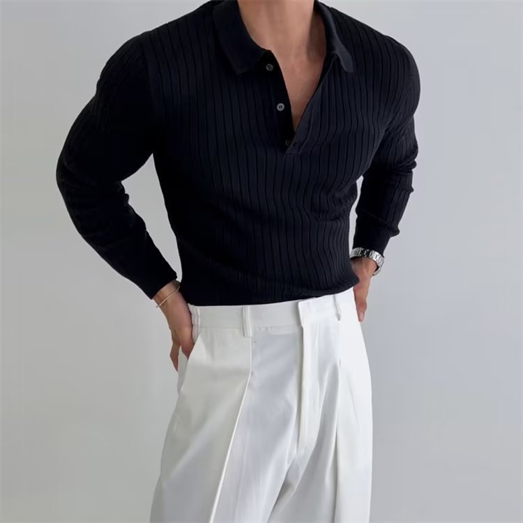 Ανδρική Μακρυμάνικη Μπλούζα Polo Slim Fit