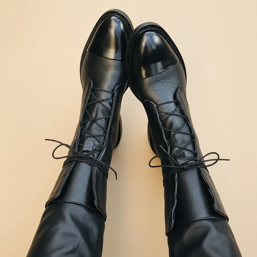 Γυναικεία Δερμάτινα Αρβυλάκια με Κορδόνια