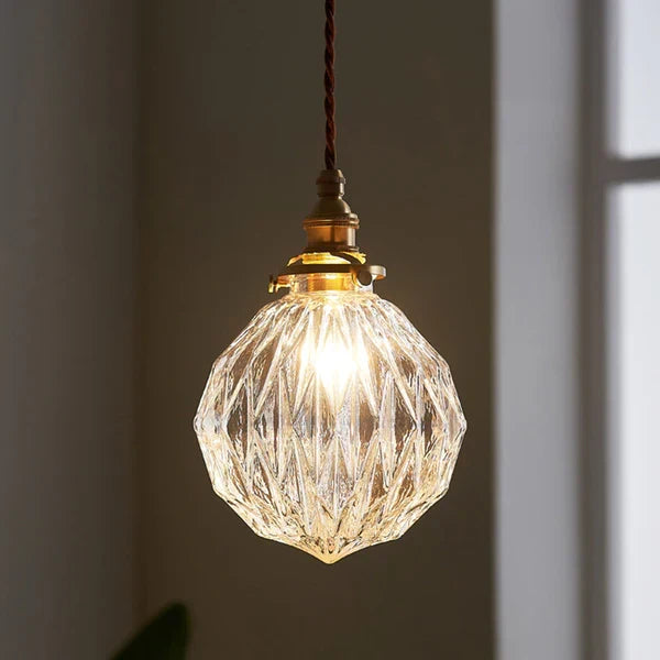 Βιομηχανικό Κρεμαστό Φωτιστικό με Καπέλο από Διάφανο Γυαλί