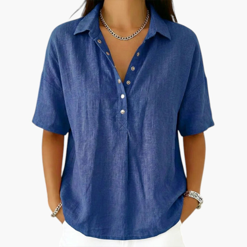 Γυναικεία Μπλούζα με Γιακά και Κουμπιά