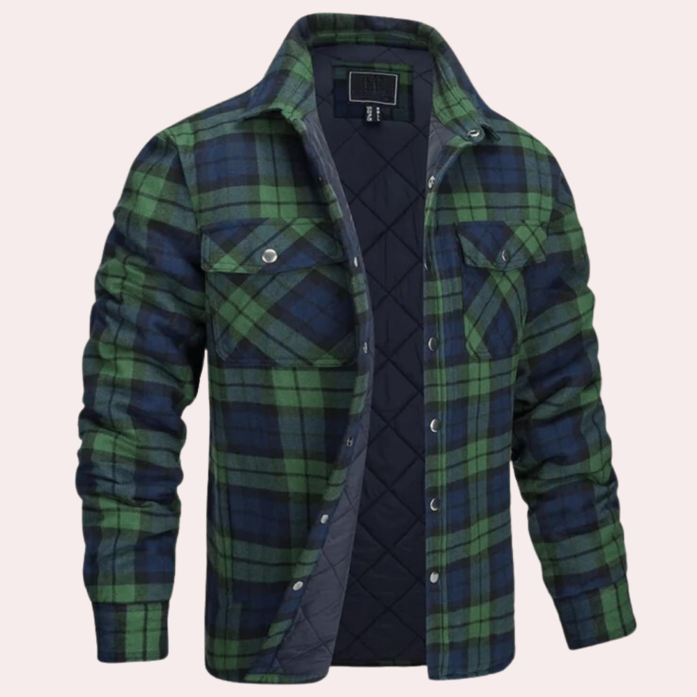 Ανδρικό Καρό Τζάκετ-Πουκάμισο με Κουμπιά