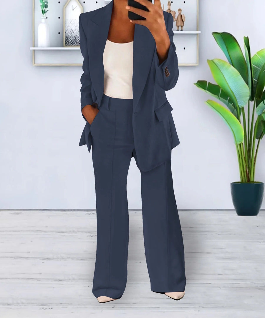 Γυναικείο Κάζουαλ Σετ Μοντέρνο Πολυεστερικό Μπλέιζερ και Παντελόνα