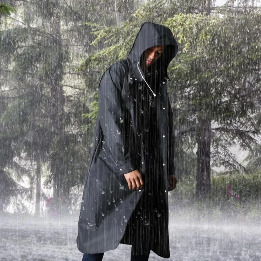 Ανδρικό Μακρύ Αδιάβροχο Μπουφάν με Κουκούλα