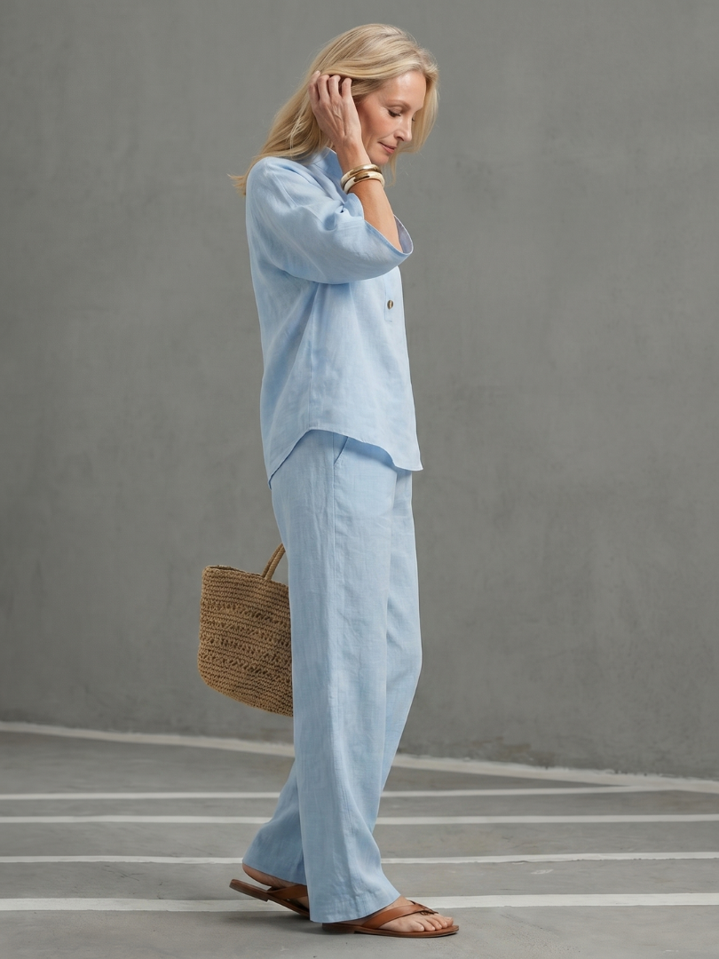 Γυναικείο Λινό Σετ σε Άνετη Γραμμή