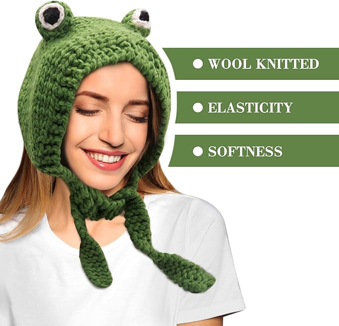 Πλεκτός Σκούφος Βατράχου με Προστασία για τα Αυτιά