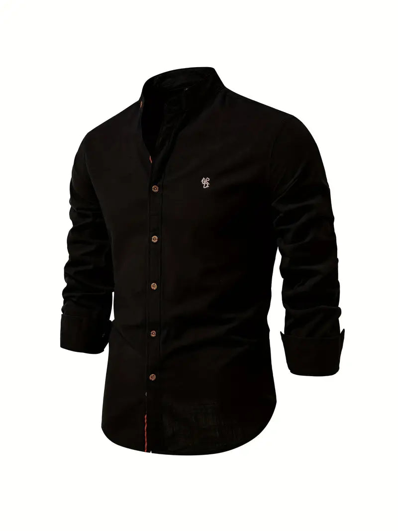 Ανδρικό Μακρυμάνικο Πουκάμισο με Γιακά Μάο και Κουμπιά