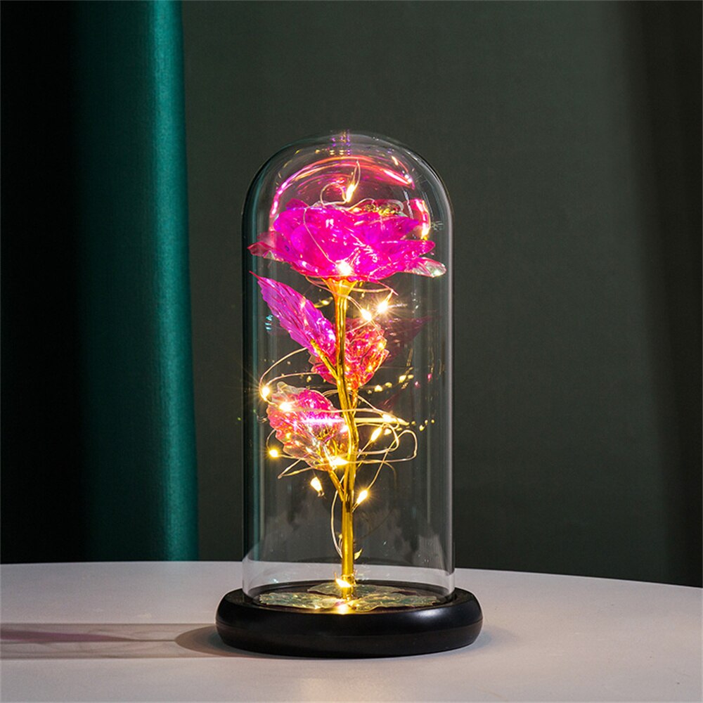 Φωτιστικό με Αιώνιο Τριαντάφυλλο σε Γυάλινη Καμπάνα