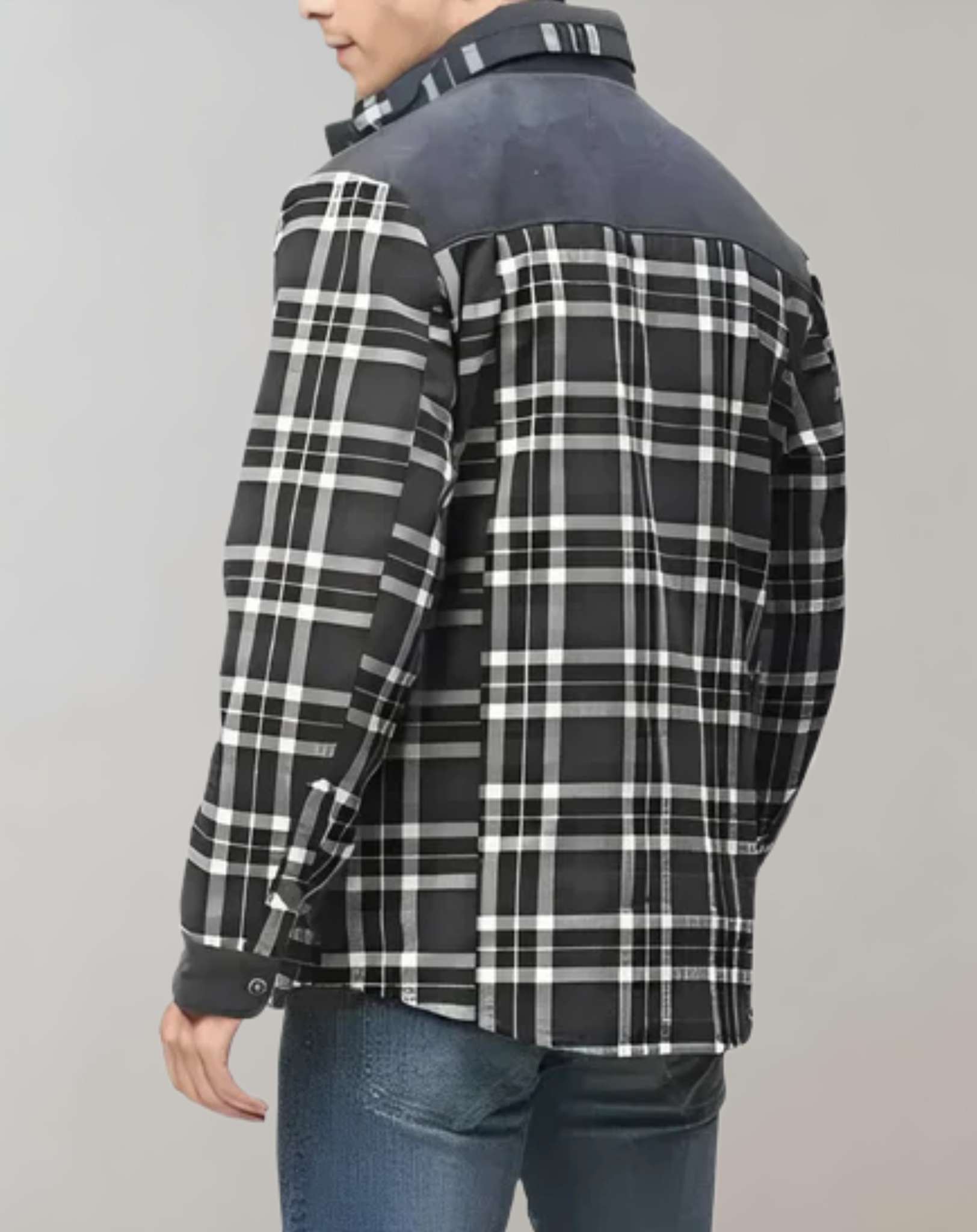 Ανδρικό Ζεστό Επενδυμένο Καρό Τζάκετ για τον Χειμώνα