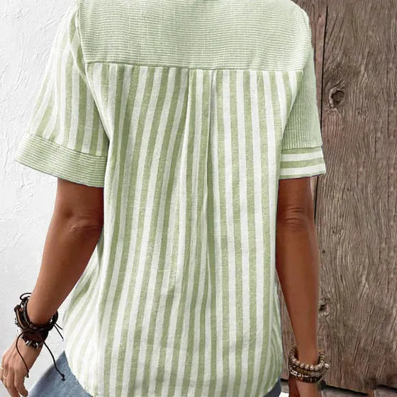 Γυναικεία Ριγέ Μπλούζα με Κουμπιά