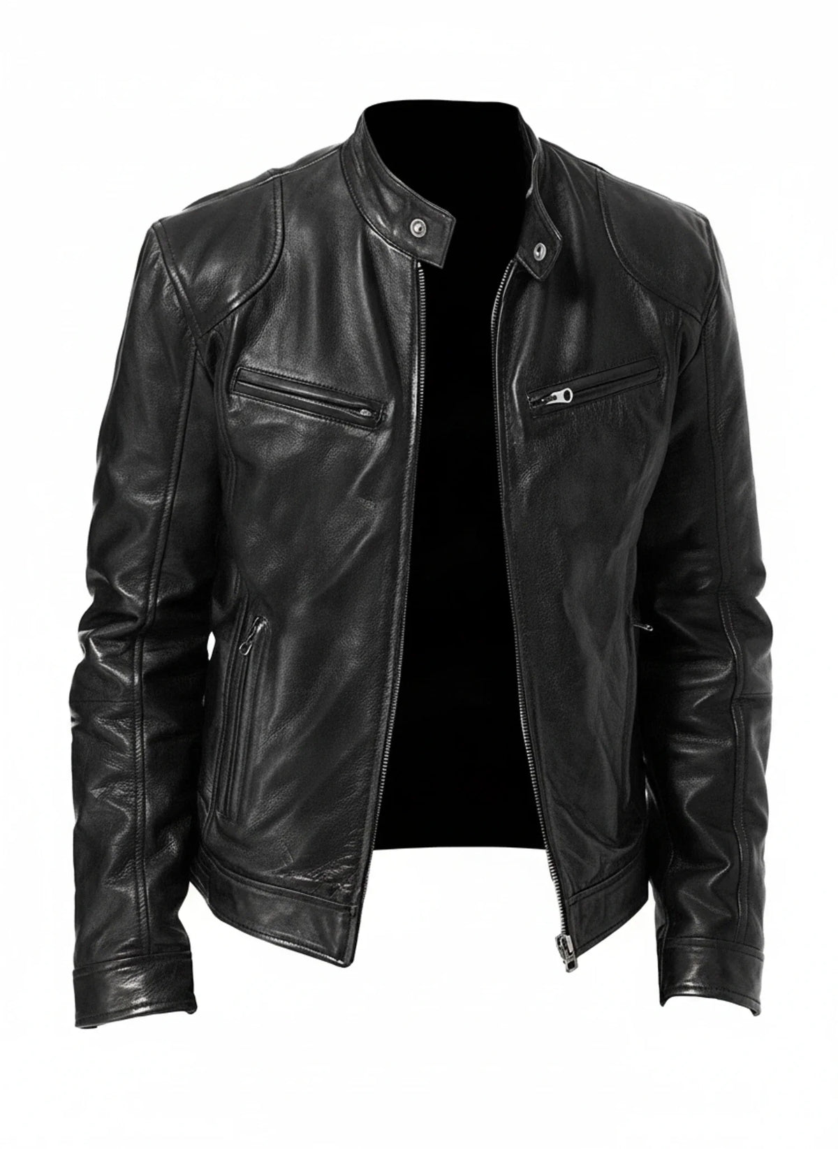 Ανδρικό Μπουφάν Racer Slim Fit με Όψη Δέρματος