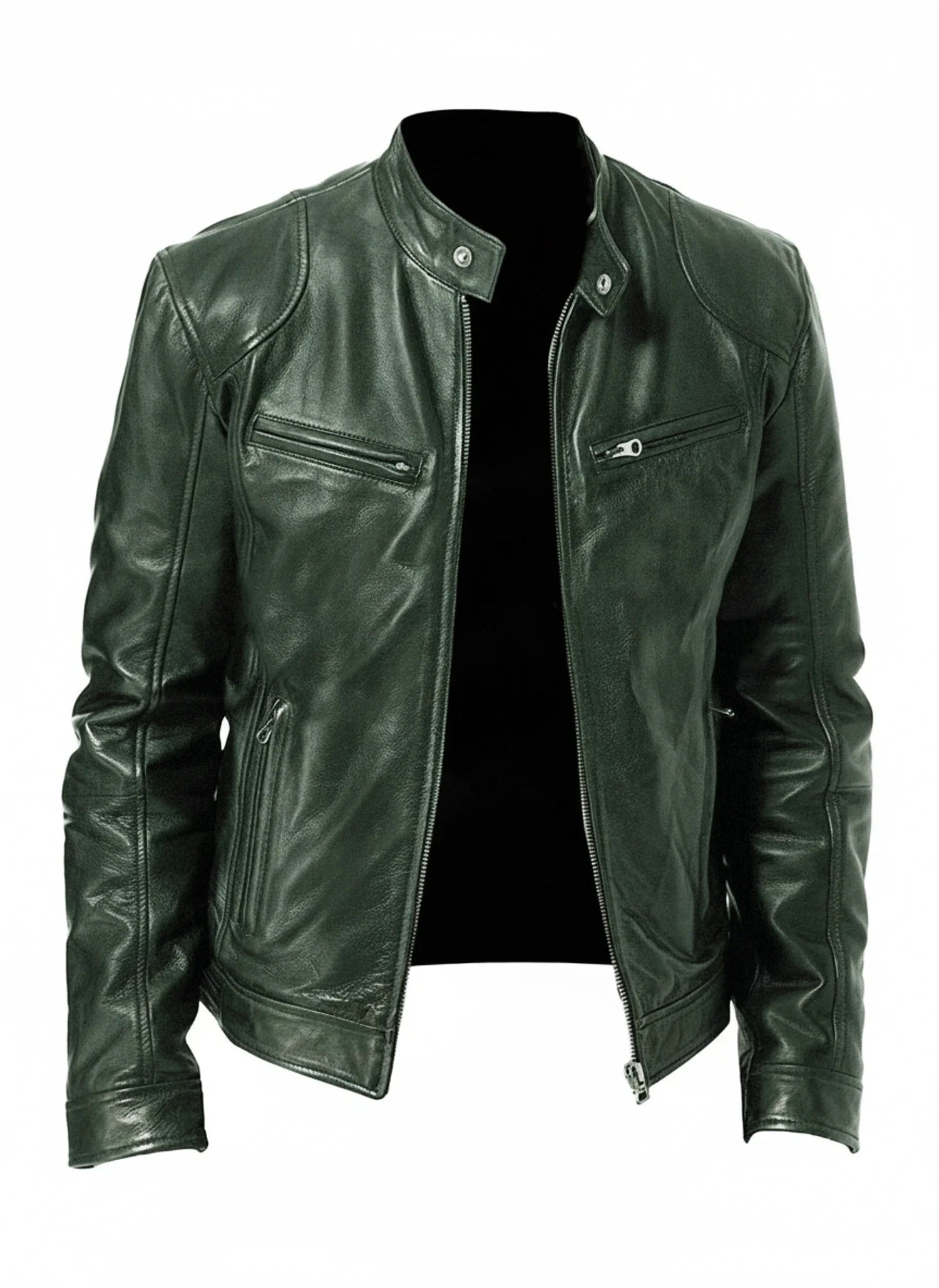 Ανδρικό Μπουφάν Racer Slim Fit με Όψη Δέρματος