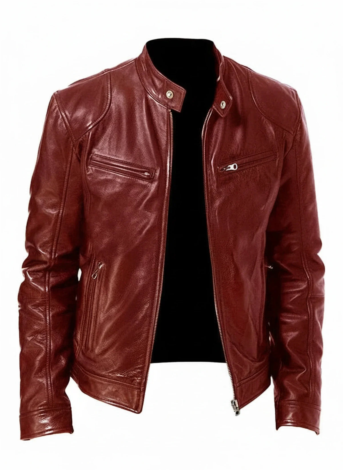 Ανδρικό Μπουφάν Racer Slim Fit με Όψη Δέρματος
